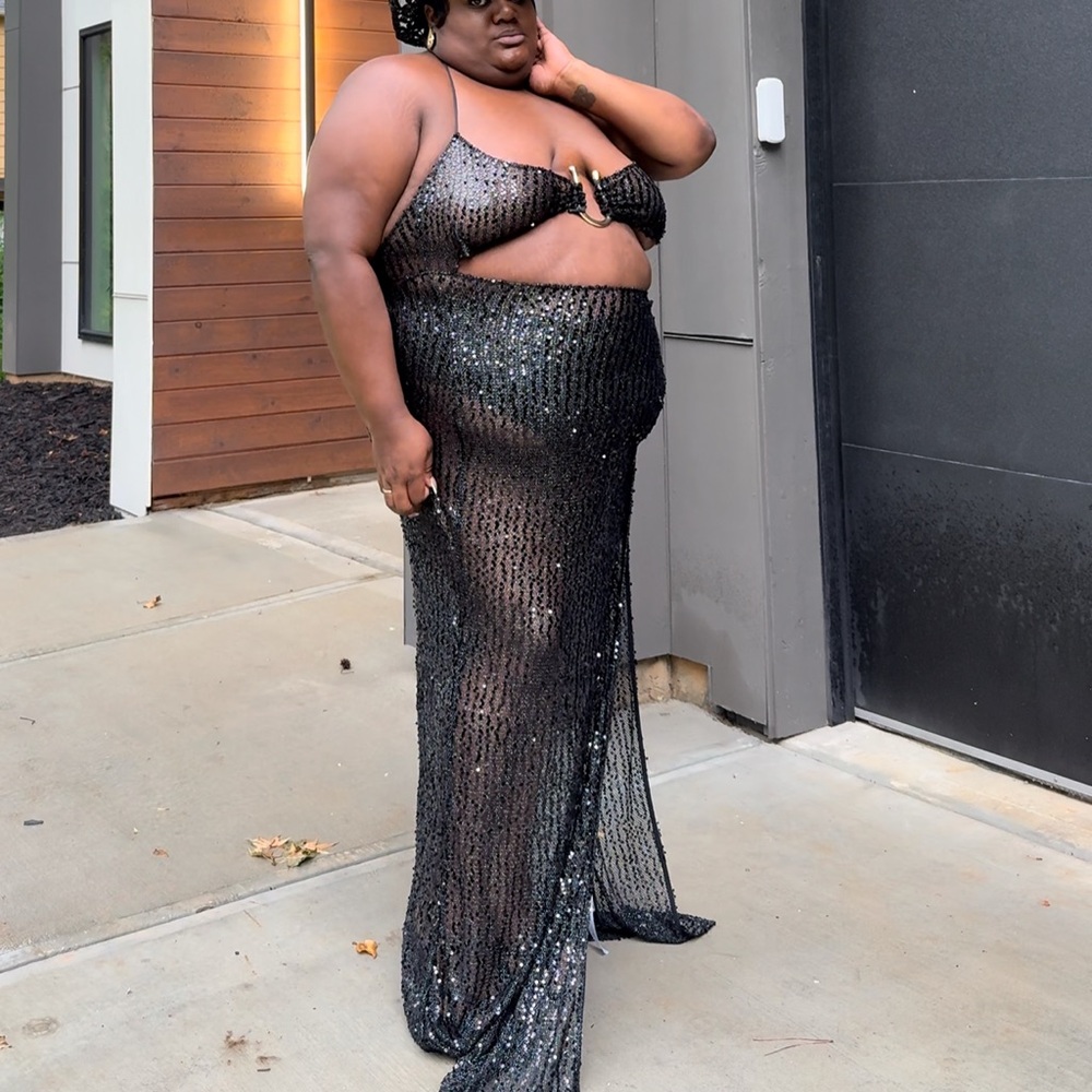Black Sequin Cover Up Dress